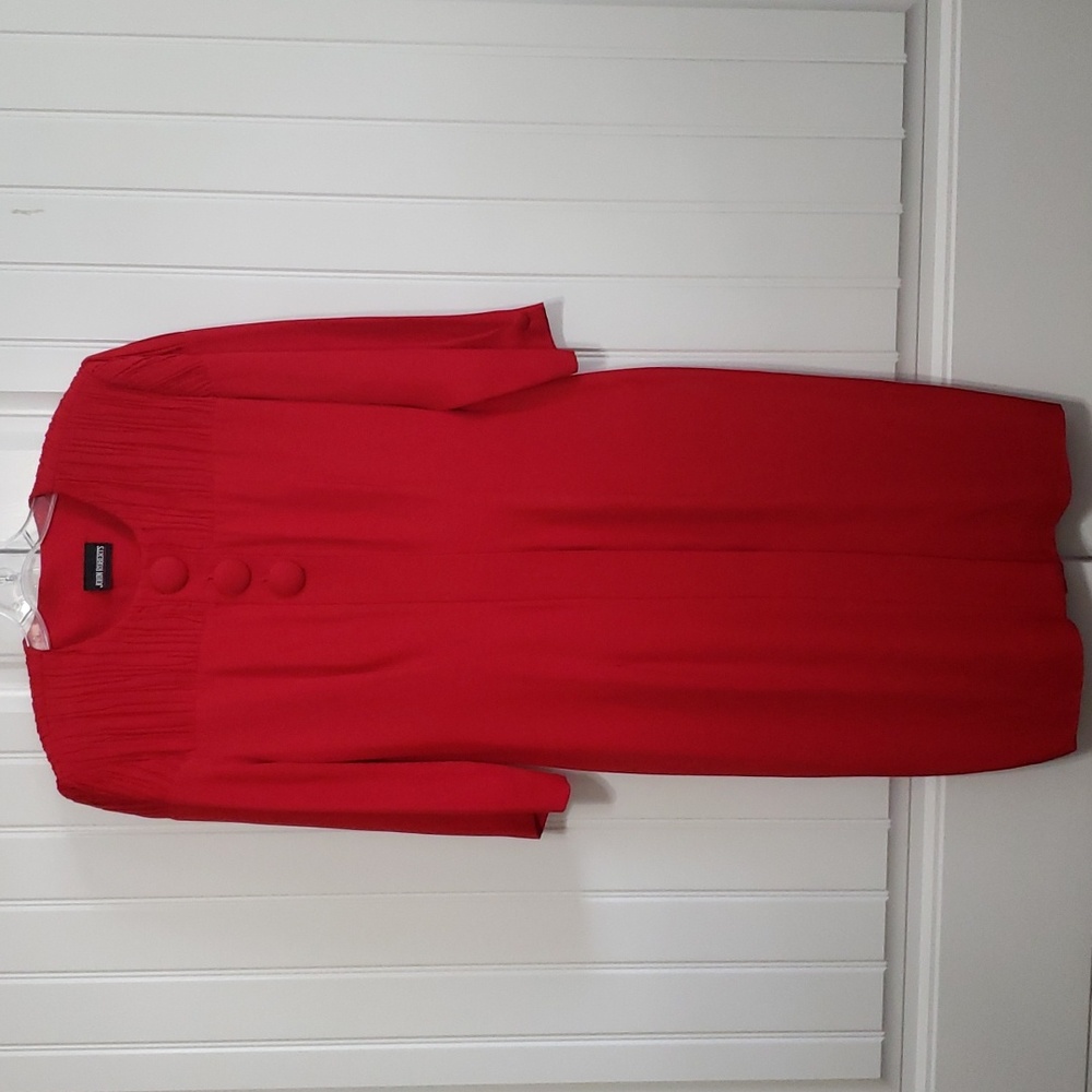 Vintage John Roberts Red Front Button Dress Top Three Oversized Buttons SZ 10/12
